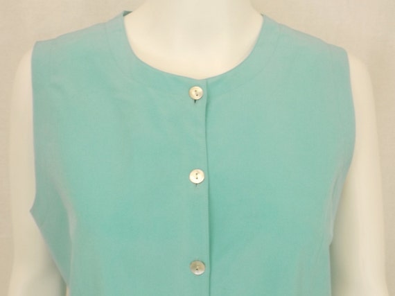 STEPHANIE ANDREWS Aquamarine Silk Vest Size M - image 4