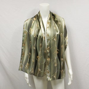 Sheer Chiffon and Satin Stripes Long Scarf