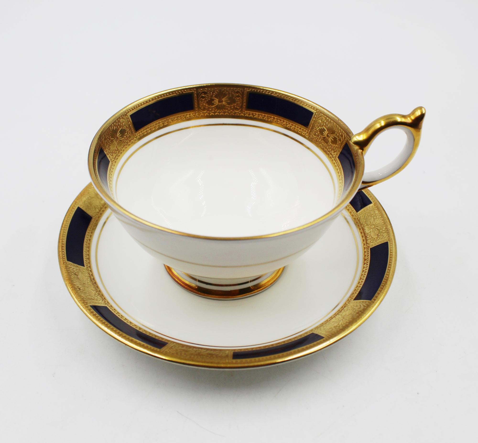 AYNSLEY Empress Cobalt Cup and Saucer Set - Etsy