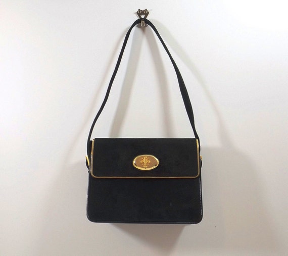 NETTIE ROSENSTEIN Black Suede Shoulder Bag