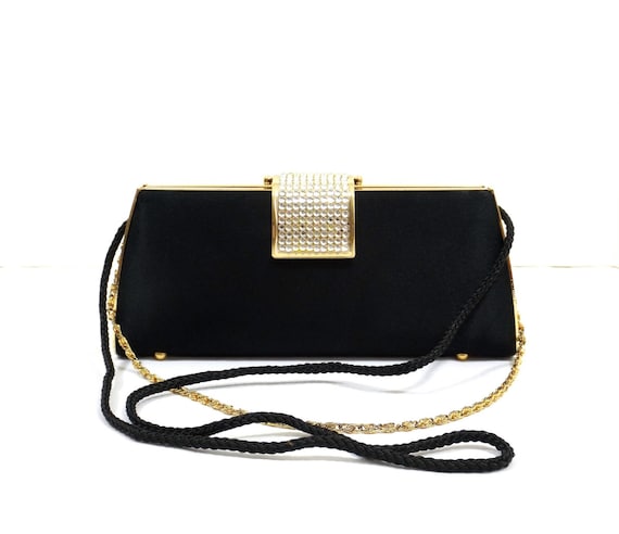 Black satin evening hot sale clutch