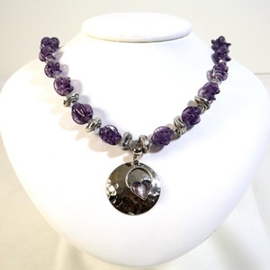 OOAK Repurposed Vintage Lampwork Glass and Silver Pendant Necklace