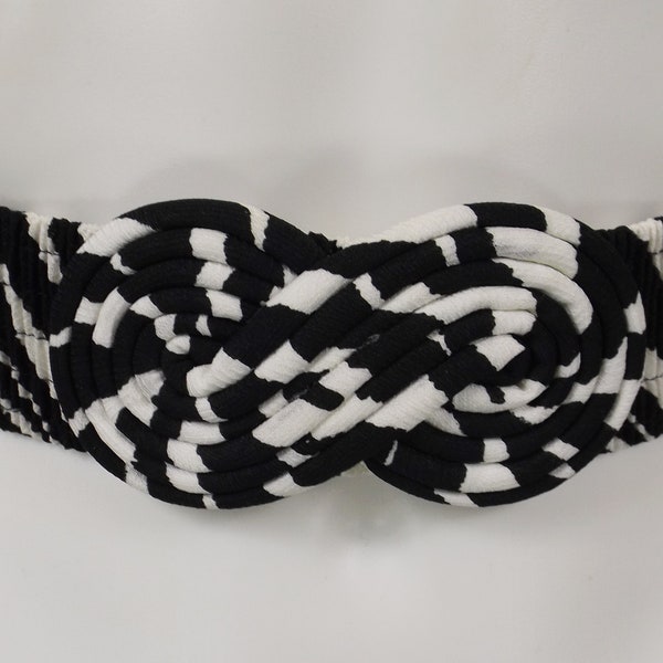 Black and White Zebra Stripe Elastic Belt One Size SML