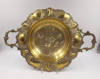 ca. 1890 Antiek Messing Over Koper Art Nouveau Tazza