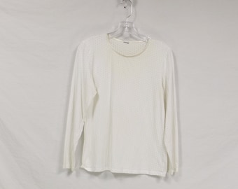 Weiß und Semi Sheer Polka Dot Top US Size Large