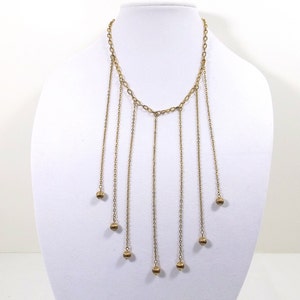 Chain and Ball Tassel Bib Necklace