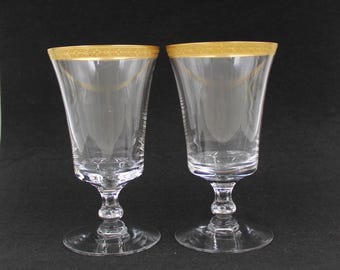 ca. 1964 FOSTORIA Andover-patroon gouden ingelegde sapbekers, set van 2