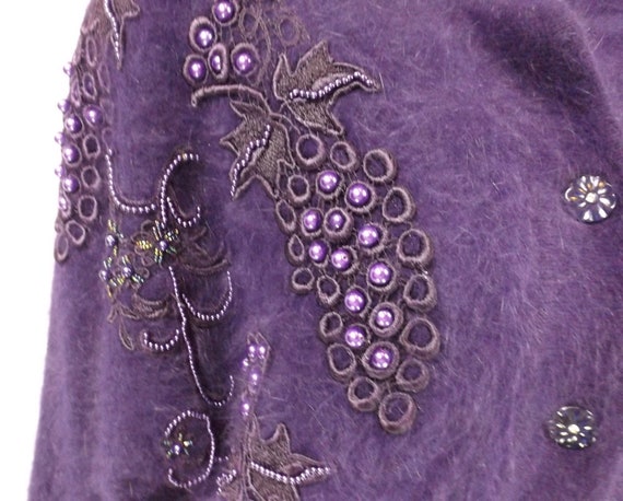 Mid-Century Royal Purple Angora Blend Cardigan Sw… - image 6