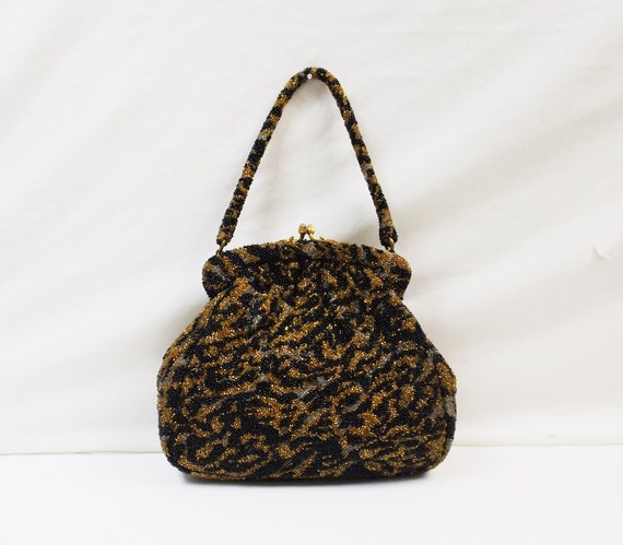 NETTIE ROSENSTEIN  Beaded Tiger Print Handbag - image 1