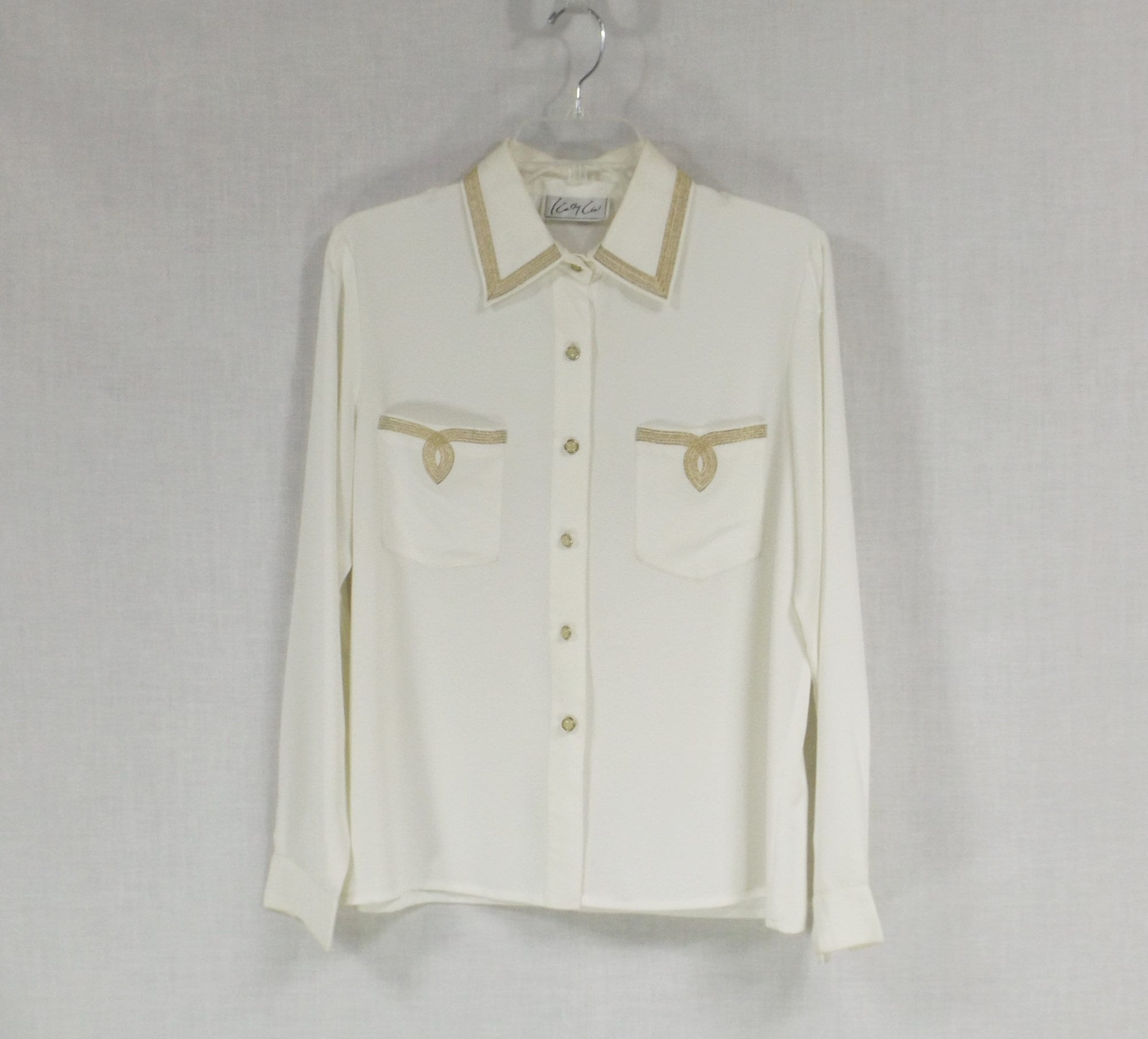 KATHY CHE Fancy Gold Trim Blouse US Size 8 - Etsy, image size:2000x1810