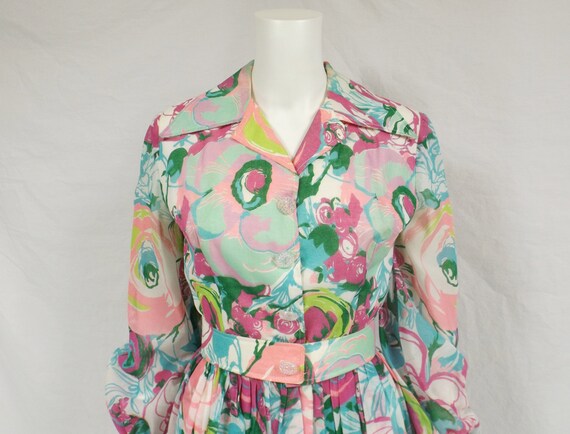 1960's Custom OOAK Mod Floral Cotton Print Dress … - image 3