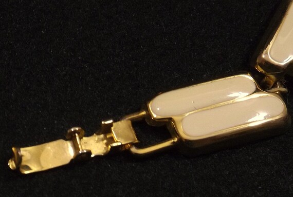 Ivory Enamel and Gold Tone Link Necklace - image 4