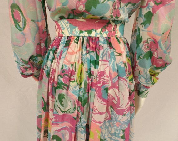 1960's Custom OOAK Mod Floral Cotton Print Dress … - image 7