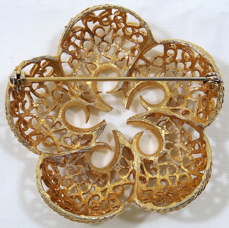 Gold Tone Filigree Brooch
