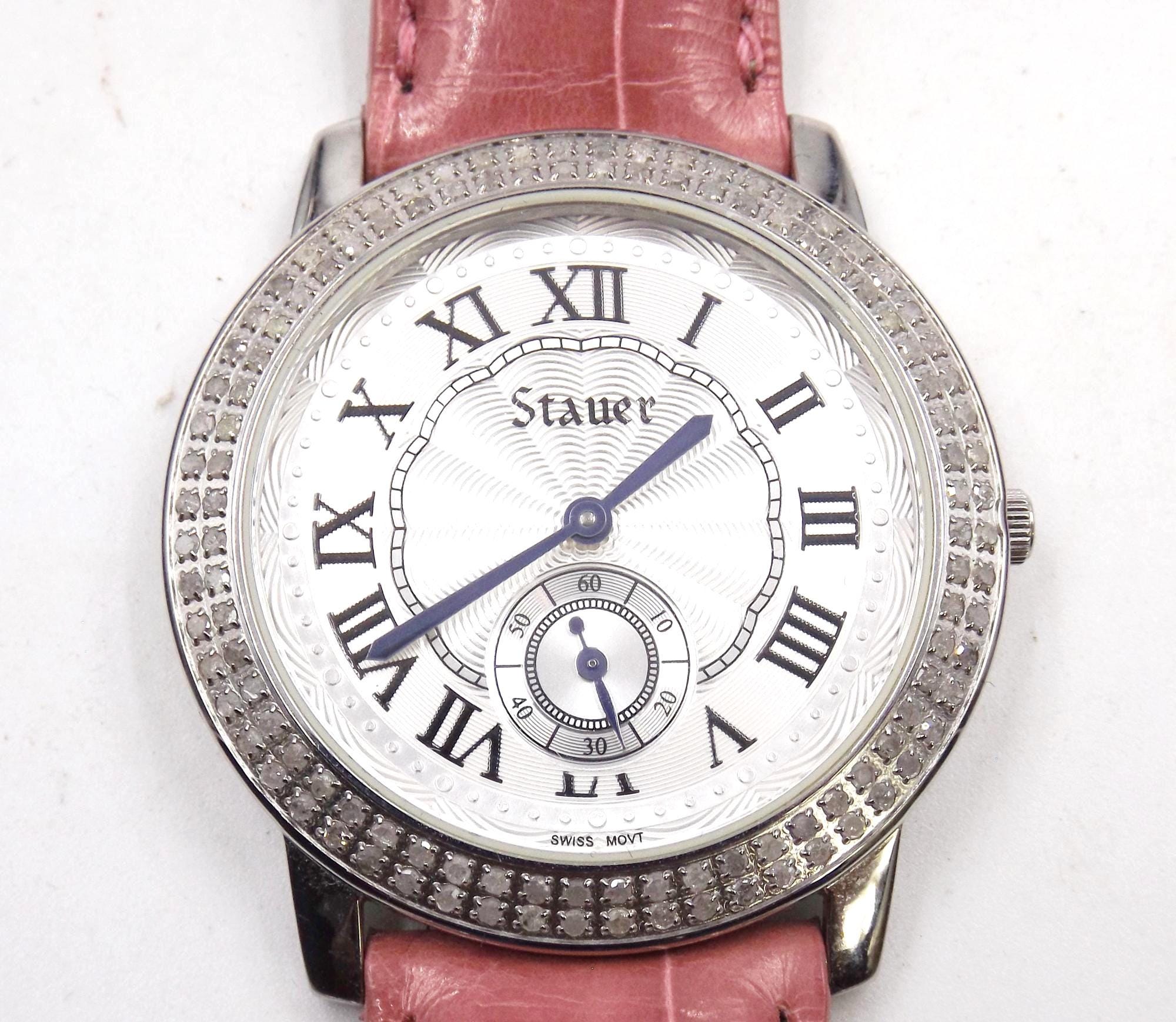 Women's STAUER Watch With Pink Leather Band - Etsy