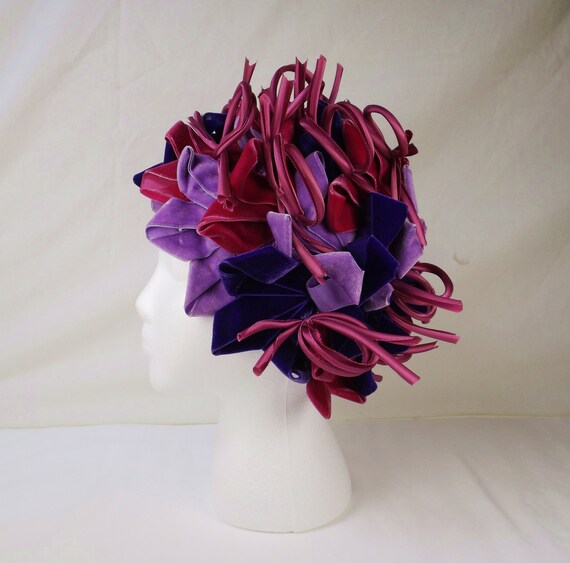 1960's CHRISTIAN DIOR Chapeaux Bow Covered Toque - image 4