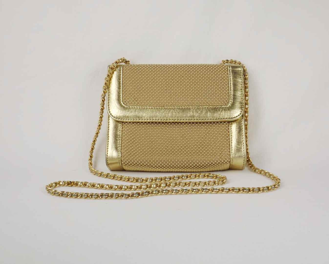 WHITING and DAVIS ゴールド メタルメッシュ ショルダーバッグ