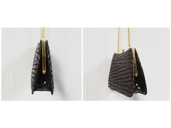 LISETTE LTD Moc Croc Patent Leather Shoulder Bag - image 7