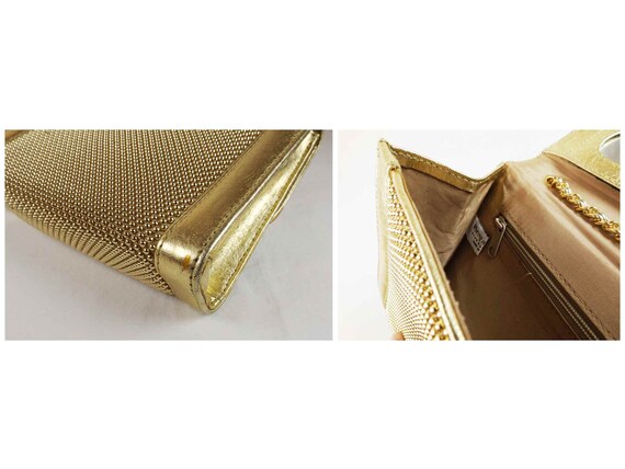 WHITING and DAVIS Gold Metal Mesh Shoulder Bag Cl… - image 9