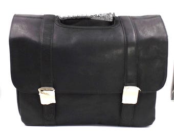 ANDREW PHILLIPS Schwarze Vaqueta Napa Leder Classic Messenger Bag EUC