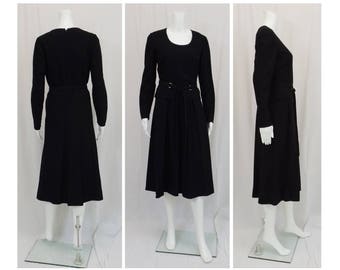 PAULINE TRIGERE Black Wool Crepe Dress Size 10