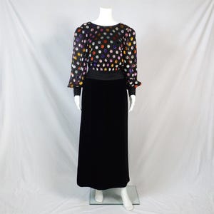 Burnout Velvet and Black Cotton Velvet Evening Gown U.S. Size 10