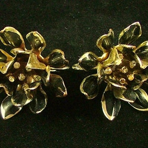 CORO Black Flower Clip On Earrings image 1