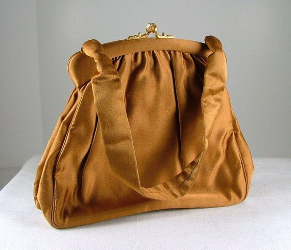 NETTIE ROSENSTEIN Copper Colored Silk Evening Bag