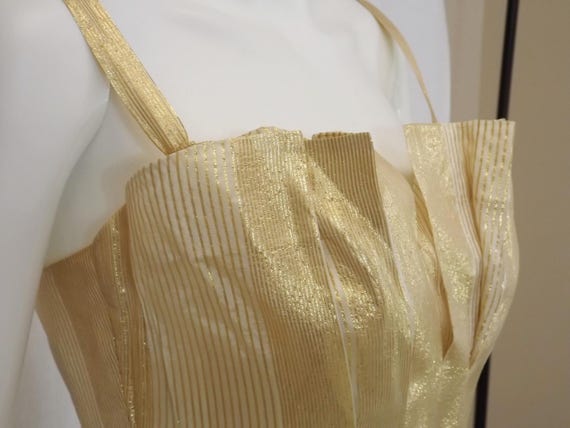 BEAUMELLE Gold Lame Party Dress Size XS 2 4 - image 4