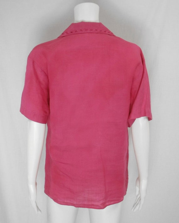 ALLISON TAYLOR Hot Pink 100% Linen Blouse US Size… - image 6