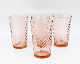 LUMINARC Frankrijk 9 oz. Platte bekers Rosaline Pink Swirl Optic 4-3/4" Set van 4"