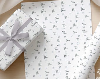 Papel de regalo personalizado para el 21 cumpleaños, Papel personalizado para el 21 cumpleaños, Papel de regalo para el 21 cumpleaños de chicos, Papel de regalo personalizado para el 21 cumpleaños
