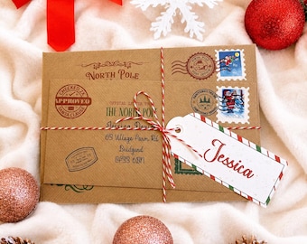 Carta personalizada de Papá Noel, certificado de la lista de niños buenos, carta del Polo Norte, carta de Papá Noel, caja de regalo de Nochebuena
