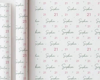 Papel de regalo personalizado para cumpleaños número 21, Papel personalizado para cumpleaños número 21, Papel de regalo para cumpleaños número 21 de chicas, Papel de regalo personalizado para cumpleaños número 21