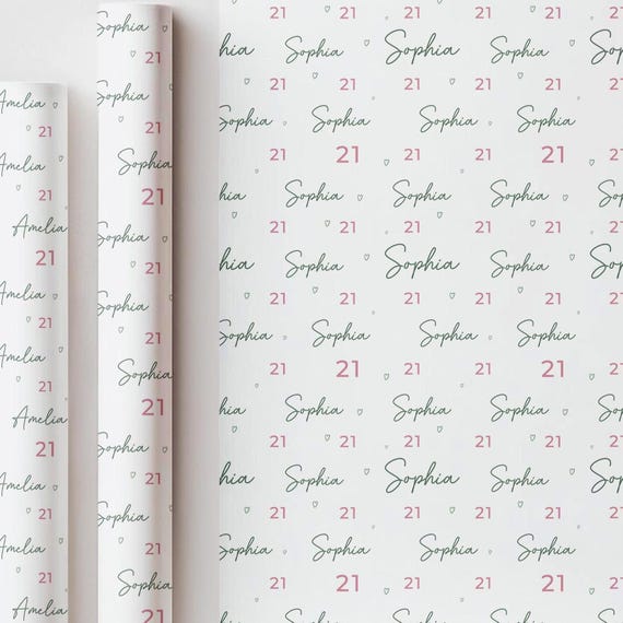 Personalised 21st Birthday Wrapping Paper, Custom 21st Birthday Paper, Girls 21st Gift Wrap, Personalised 21st Birthday Gift Wrap