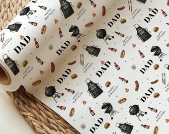 Papel de regalo de cumpleaños con temática de barbacoa para papá, envoltorio de regalo de barbacoa para papá, papel de regalo de cumpleaños con temática de barbacoa, envoltorio de regalo de cumpleaños con temática de parrilla