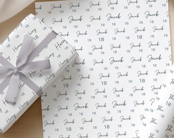 Papel de regalo personalizado para el 18 cumpleaños, Papel personalizado para el 18 cumpleaños, Papel de regalo para el 18 cumpleaños de chicos, Papel de regalo personalizado para el 18 cumpleaños