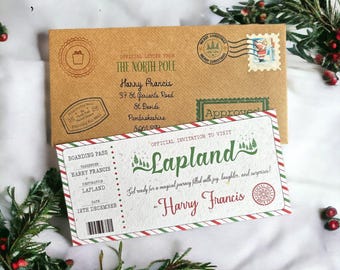 Personalised Lapland Boarding Pass, Lapland Ticket, Lapland Gift Ticket, Personalised Lapland Invitation, Invitation to Lapland.