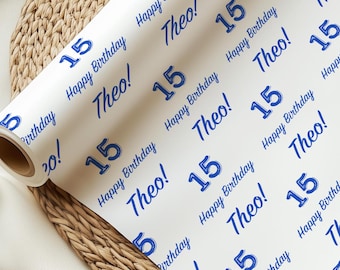 Personalised Birthday Wrapping Paper, Name & Age Gift Wrap, Wrapping Paper Roll or Sheets, Birthday Paper, Printed Wrap, Party Gift Wrap