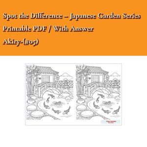Spot the Difference Puzzle – Japanese Garden | Printable Activity for Kids & Adults | Find 10 Differences PDF (#05)