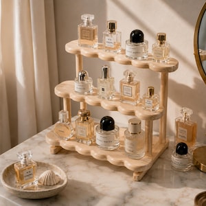 Support pour organiseur de parfum, Présentoir en bois, Organiseur de maquillage, Présentoir de figurines, Rangement pour produits de soins de la peau, Décoration de plan de toilette