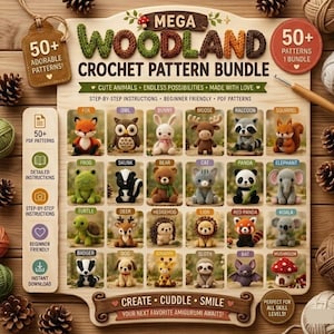 Mega Woodland Crochet Pattern Bundle | 50+ Amigurumi Animal PDF Patterns | Instant Digital Download