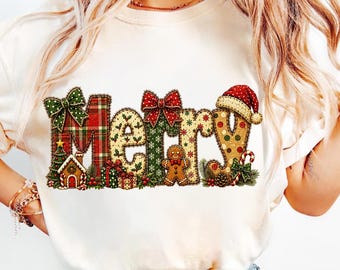 Feliz Navidad PNG, Diseño navideño de patchwork, PNG de punto acogedor para las fiestas, Sublimación navideña a cuadros, Diseño de camiseta navideña de pan de jengibre