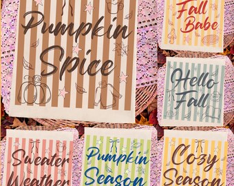 Pumpkin Spice Bundle PNG, Fall Quotes Bundle, Cozy Season, Hello Fall, Sweater Weather, Pumpkin Season, Autumn Sublimation Design