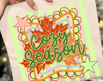 PNG de temporada acogedora, diseño retro de hojas de otoño para sublimación, PNG de camiseta de otoño, PNG de hojas de Acción de Gracias, descarga digital