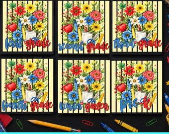 Back to School Png Bundle, First Grade Png, Second Grade Png, Third Grade Png, Fourth Grade Png, Pre K Png, Kindergarten Png