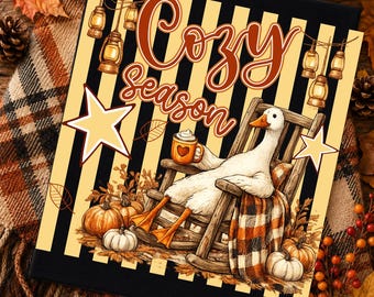 Cozy Season Goose Png, Fall Goose Sublimation, Autumn Goose Design, Pumpkin Coffee, Cozy Fall Digital Download