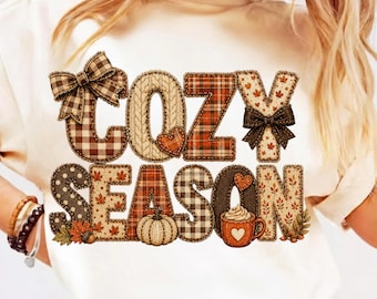 PNG de temporada acogedora, diseño de sublimación de otoño, PNG de camisa de otoño, lazo coqueto de calabaza, clima de suéter, descarga digital de otoño acogedor