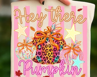 Hey There Pumpkin PNG, Coquette Pumpkin PNG, Leopard Pumpkin Fall Design, Preppy Autumn Pumpkin, Thanksgiving Sublimation Download
