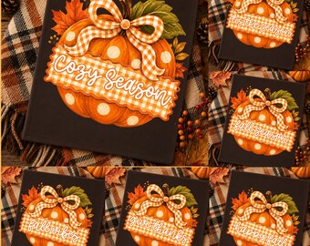 Coquette Pumpkin PNG Bundle, Fall Pumpkin PNG, Cozy Season Png, Happy Fall, Fall Vibes, Tis The Season, Give Thanks, Autumn Sublimation